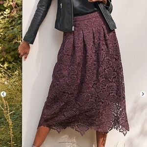 Garnet Hill Scalloped Lace Midi Skirt